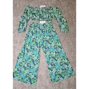 Traffic People Crop Top And Wide Leg Trouser Women Sz Med Floral Boho Beach